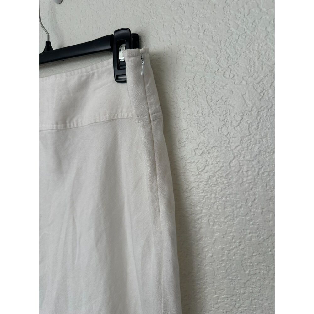 Vintage J Jill 100% Linen Midi White Skirt Beachy Coastal Classic Size 14 - Picture 7 of 9